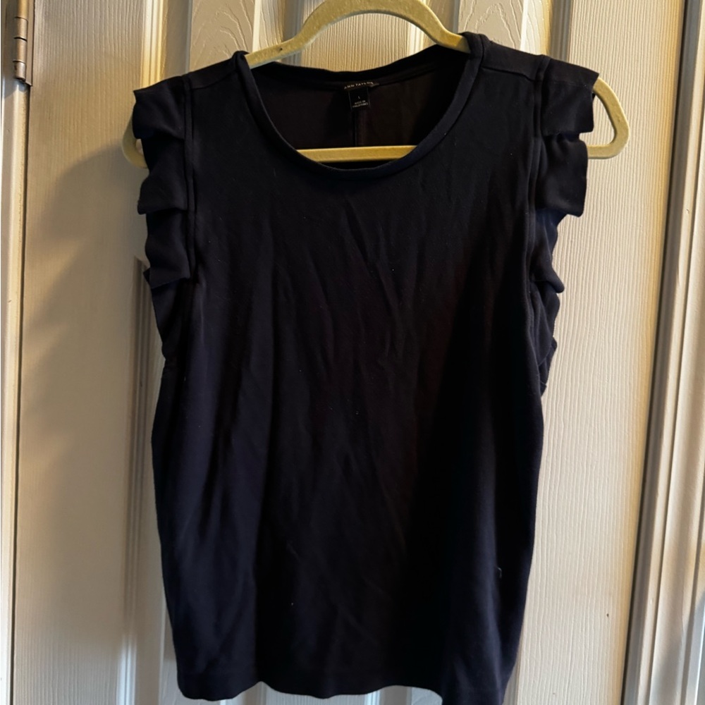 Ann Taylor Midnight Blue Ruffle Tank Top